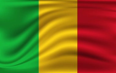 Mali bayrağı. Mali Cumhuriyeti bayrağı sallayarak gerçekçi.