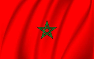 Ulusal Fas bayrağı. Gerçekçi vektör illüstrasyonu.