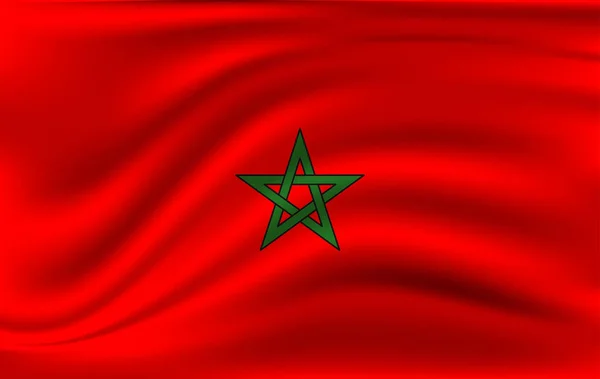 National flag of Morocco. Realistic vector illustration. — 스톡 벡터