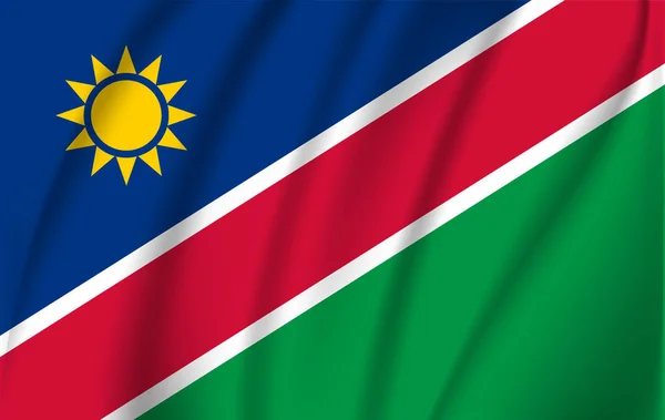 Flag of Namibia. Realistic waving flag of Republic of Namibia. — Stock Vector