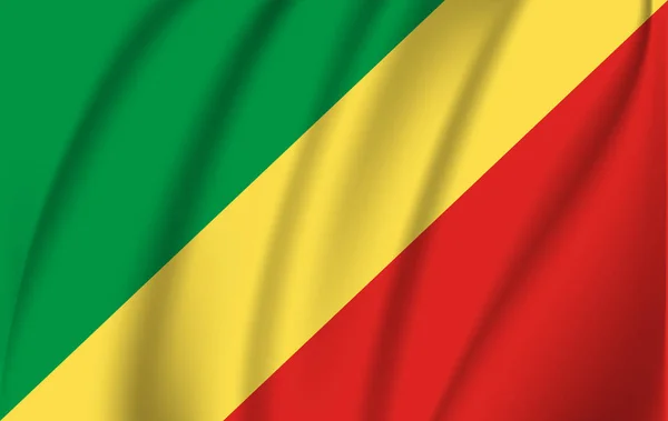 Bandera del Congo. Bandera ondeante realista de la República del Congo . — Vector de stock