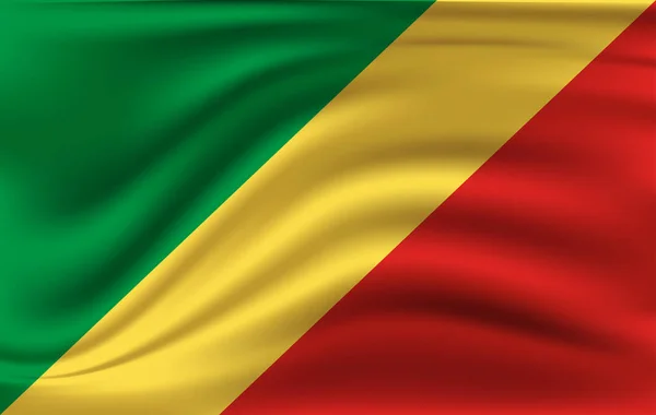 Bandera del Congo. Bandera ondeante realista de la República del Congo . — Archivo Imágenes Vectoriales