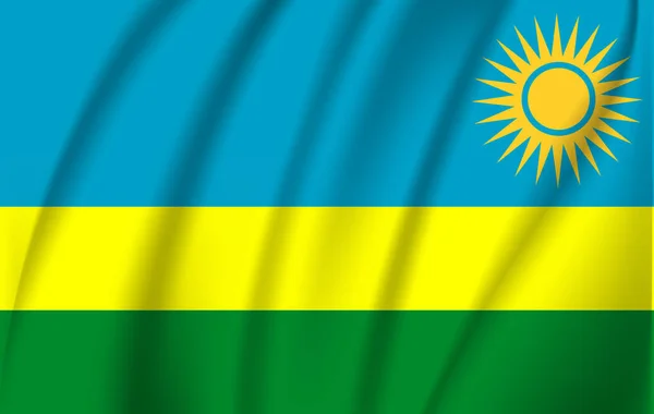 Rwandas flagga. Realistiska viftande flagga Rwanda. — Stock vektor