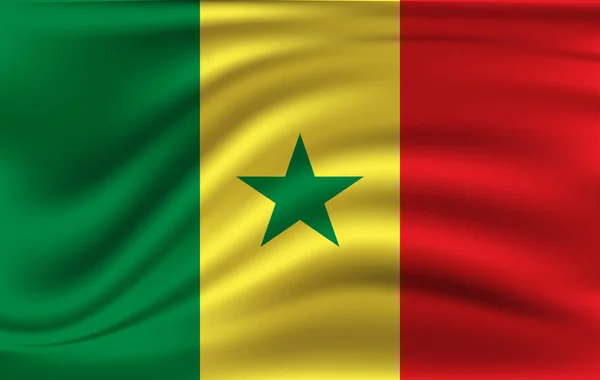 3D Waving Flag of Senegal. — 스톡 벡터