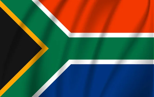 南アフリカの国旗。南アフリカ共和国の現実的な波の旗. — ストックベクタ
