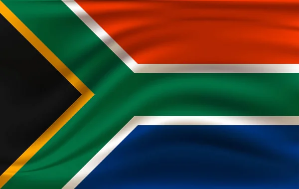 Bandera de Sudáfrica. Bandera ondeante realista de República de Sudáfrica . — Archivo Imágenes Vectoriales