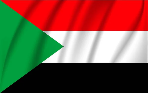 Drapeau du Soudan. Drapeau agitant réaliste de la République du Soudan . — Image vectorielle