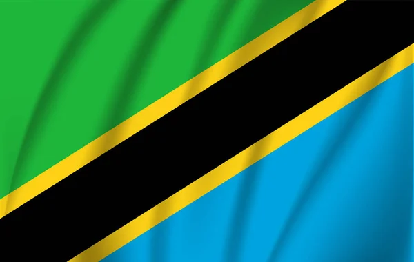 Drapeau de Tanzanie. Drapeau agitant réaliste de République-Unie de Tanzanie . — Image vectorielle