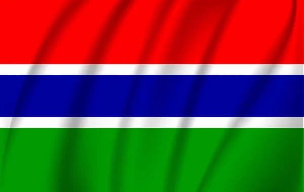 Flagge der Gambia. realistisches Fahnenschwenken der Republik Gambia. — Stockvektor