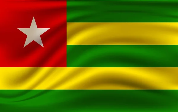 Прапор Того. Реалістичний махаючий прапор Тоголезької Республіки. — стоковий вектор