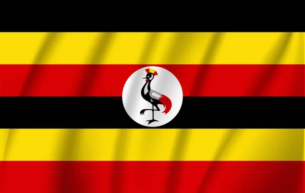 Flagge Ugandas. realistisches Fahnenschwenken der Republik Uganda. — Stockvektor