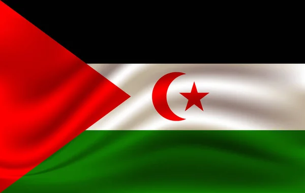 Nyugat-Szahara zászló háttér ruhával textúra. — Stock Vector
