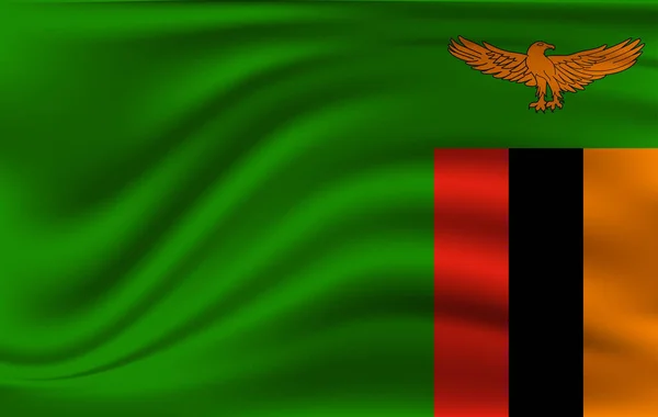 Zambias flagga. Realistiska viftande flagga Republiken Zambia. — Stock vektor