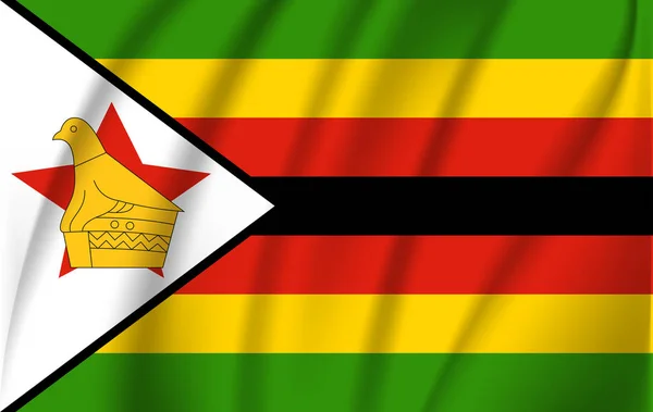 Vlag van Zimbabwe. Realistische wuivende vlag van de Republiek Zimbabwe. — Stockvector