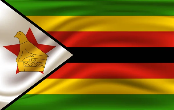 Flag of Zimbabwe. Realistic waving flag of Republic of Zimbabwe. — Stock Vector