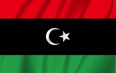 Libya devletinin gerçekçi bayrağını sallıyor. Eps 10
