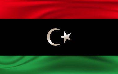 Libya devletinin gerçekçi bayrağını sallıyor. Eps 10