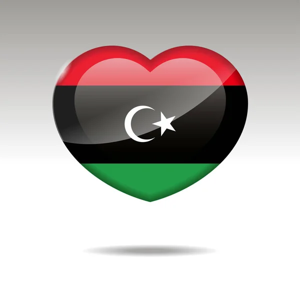 Aşk Libya'da sembolü. Kalp bayrak simgesi. Vektör çizim — Stok Vektör