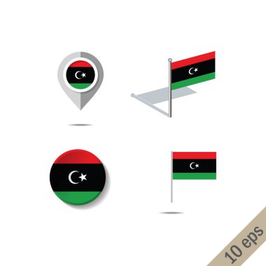 Harita iğne ile Libya'da bayrağı