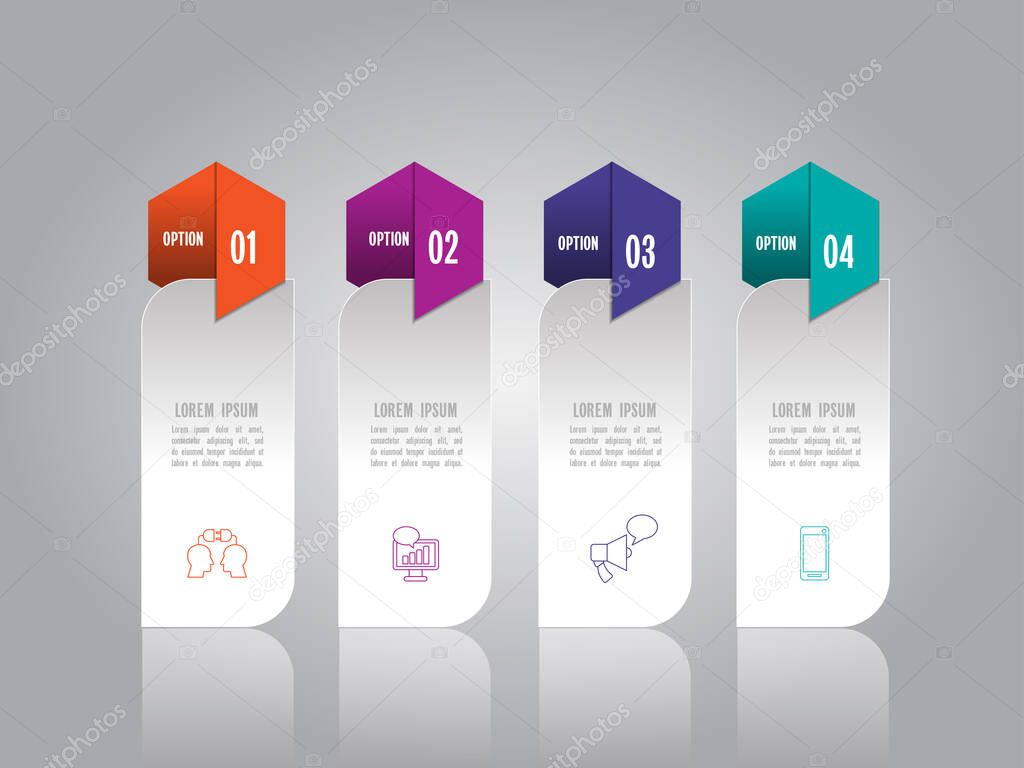 Infographic design vector and marketing icons can be used for workflow layout, diagram, annual report, web design. Business concept with 4 options, steps or processes.