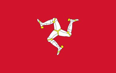 Bağımlı ülkenin bağımsız bayrağı Man Adası resmi renklerle. 10 puan.