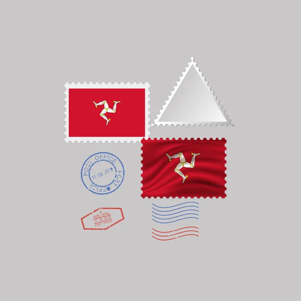 Carimbo Postal Com Imagem Bandeira Estado Ilha Man Hawaii Flag — Vetor de Stock
