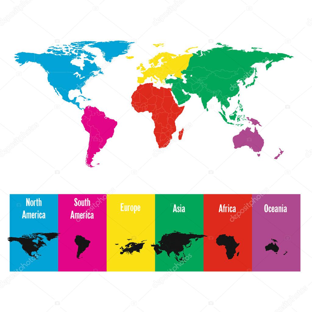 Color world map vector modern