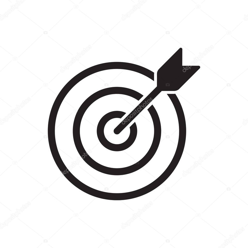 Target bullseye with arrow line art icon for apps and websites . 10 eps