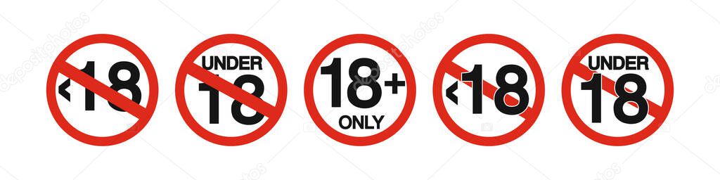 Under 18 not allowed sign. Number twenty one in red crossed circle.