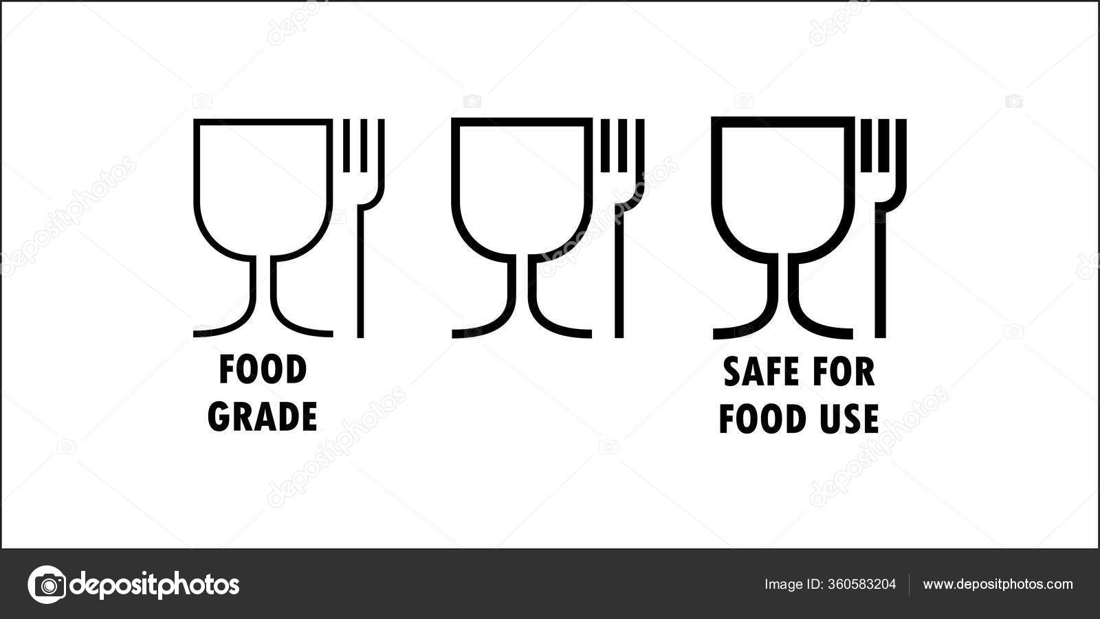 Food Safe Material Sign Wine Glass Fork Symbol Meaning Plastics Stock