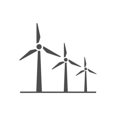 siyah siluet yel değirmeni alternatifi ve yenilenebilir enerji ikonu çizimi