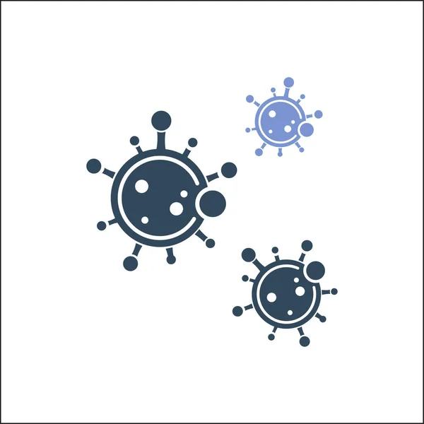 박테리아 세포 벡터 아이콘입니다. 코로나 바이러스 박테리아는 흰 바탕에 격리되어 있습니다. 박테리아의 검은 아이콘 세 개가 납작 하게 설계되어 있습니다. 벡터 일러스트 — 스톡 벡터