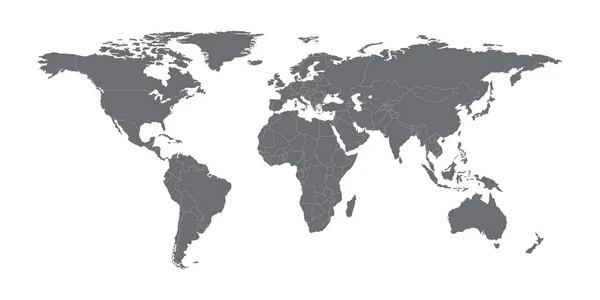 Vettore Mappe Del Mondo Isolato Sfondo Bianco Terra Piatta Modello — Vettoriale Stock