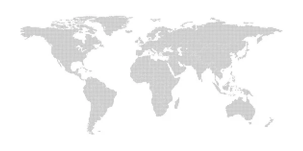 Vettore di mappe del mondo, isolato su sfondo bianco. Terra piatta, modello di mappa grigia per il modello del sito web, rapporto annuale, infografica. Globe icona della mappa del mondo simile . — Vettoriale Stock