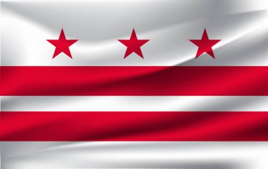 Kolumbiya Bölgesi 'nde Bayrak Sallamak ABD' nin bir eyaletidir. Illustrationwave Flag of Columbia, ABD 'de bulunan bir eyalettir. resimleme