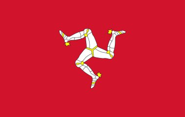 Bağımlı ülkenin bağımsız bayrağı Man Adası resmi renklerle. resimleme
