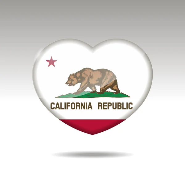 Encanta Símbolo Del Estado California Icono Bandera Del Corazón Ilustración — Foto de Stock