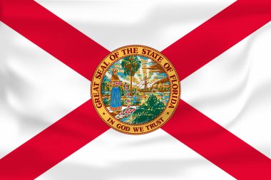Florida bayrağını sallamak ABD 'nin bir eyaletidir. Illustrasyon dalgalanan Florida bayrağı ABD 'nin bir eyaletidir. resimleme