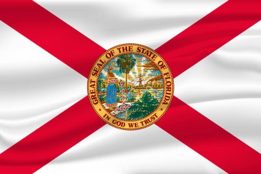 Florida bayrağını sallamak ABD 'nin bir eyaletidir. Illustrasyon dalgalanan Florida bayrağı ABD 'nin bir eyaletidir. resimleme