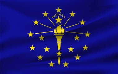 Sallanan Indiana bayrağı bir ABD eyaletidir. IllustrationWaving Flag of Indiana, ABD 'nin bir eyaletidir. resimleme