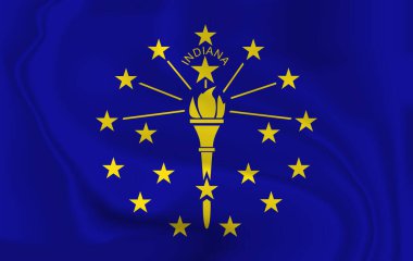 Sallanan Indiana bayrağı bir ABD eyaletidir. IllustrationWaving Flag of Indiana, ABD 'nin bir eyaletidir. resimleme