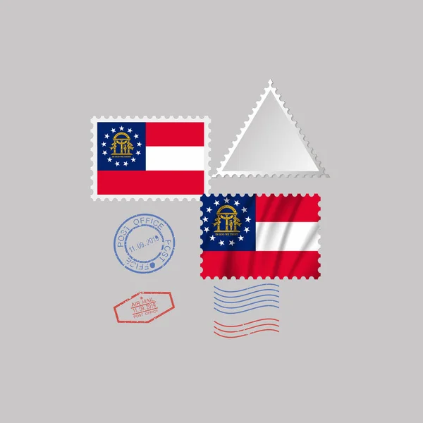 Postage Stamp Image Georgia State Flag Hawaii Flag Postage Gray — Stock Photo, Image