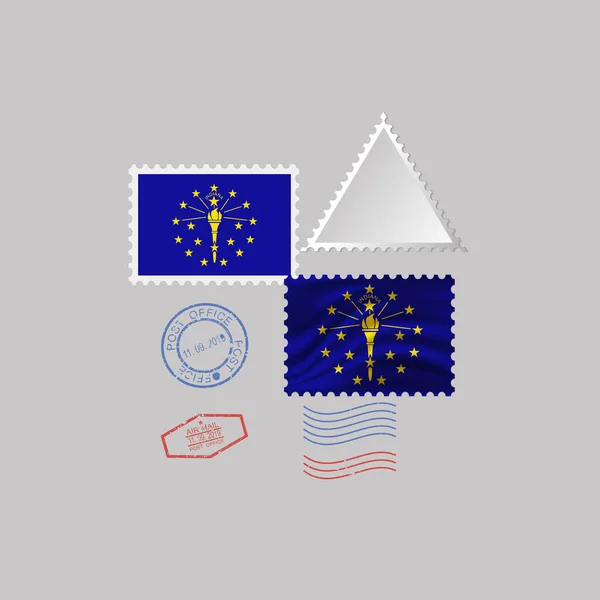 Briefmarke Mit Dem Bild Der Flagge Des Bundesstaates Indiana Hawaii — Stockfoto