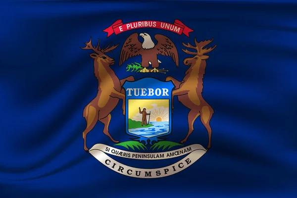 Waving Flag Michigan Est État Des États Unis Illustrationwaving Flag — Photo