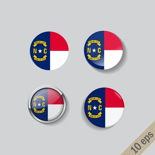 Set of North Carolina flag glass buttons. illustration.