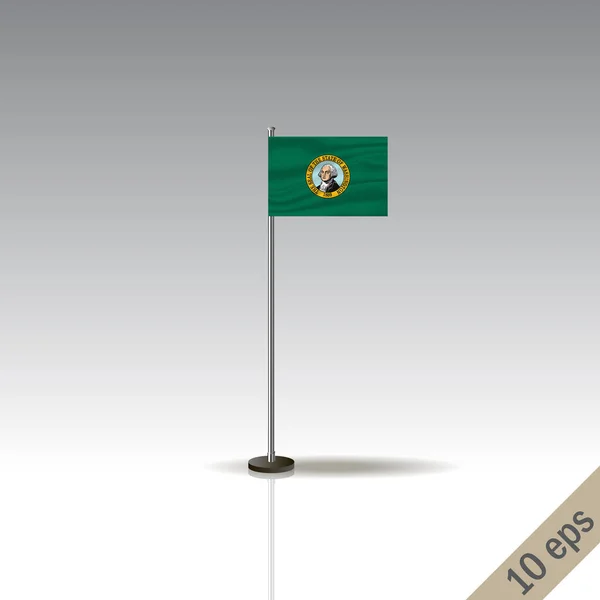 Washington Vlag Sjabloon Zwaaiende Hawaïaanse Vlag Een Metalen Paal Geïsoleerd — Stockfoto