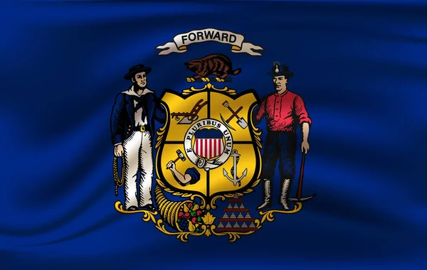 Drapeau Agitant Wisconsin Est État Des Etats Unis Illustration Drapeau — Photo