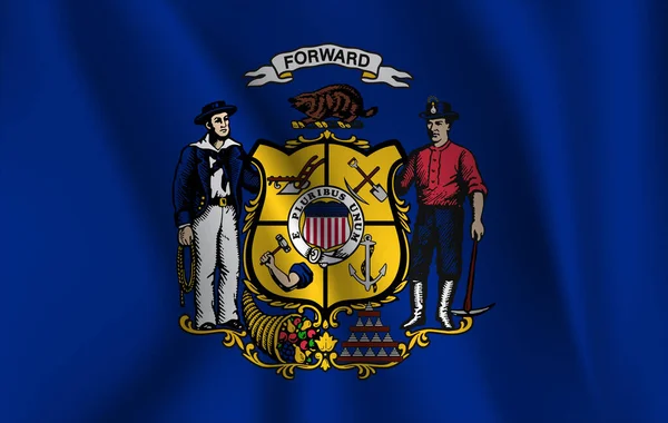 Drapeau Agitant Wisconsin Est État Des Etats Unis Illustration Drapeau — Photo