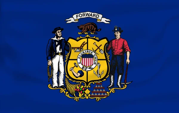 Drapeau Agitant Wisconsin Est État Des Etats Unis Illustration Drapeau — Photo