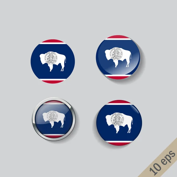 Sada Skleněných Knoflíků Wyomingské Vlajky Ilustrace — Stock fotografie